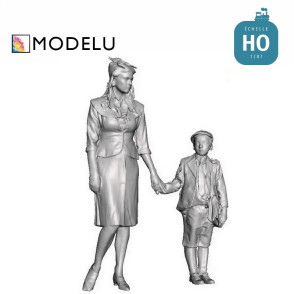 Femme avec un enfant Année 1940 HO Modelu 1552-087 - Maketis