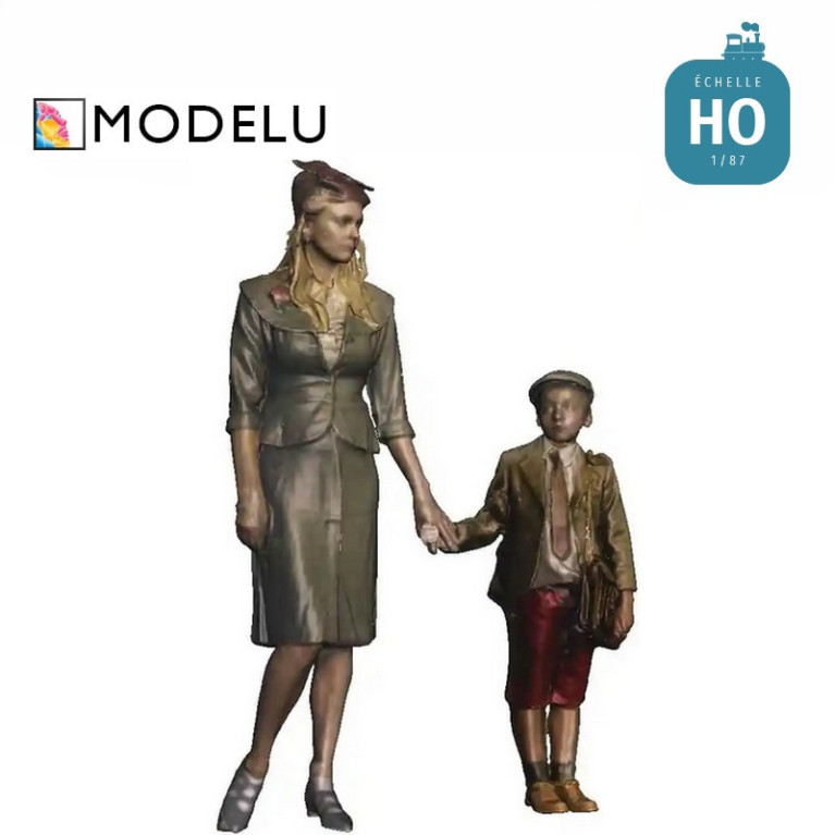 Femme avec un enfant Année 1940 HO Modelu 1552-087 - Maketis