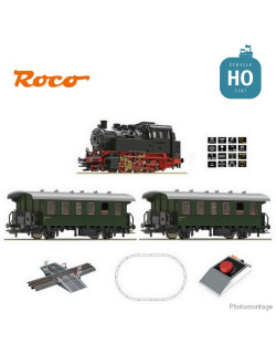 Coffret de départ Analogique Locomotive vapeur BR 80 + 2 voitures DB Ep III-IV HO ROCO 5100001 - Maketis