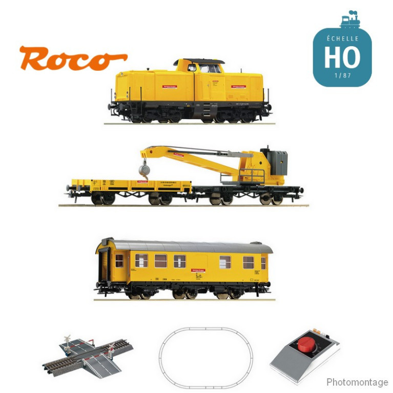 Coffret de départ Analogique Locomotive diesel BR 212 avec wagon grue DB AG Ep VI HO ROCO 5100002 - Maketis