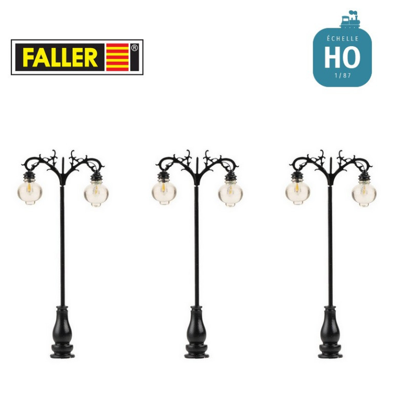 Réverbères LED Lampes suspendues Blanc chaud (3 pcs) HO Faller 180115 - Maketis