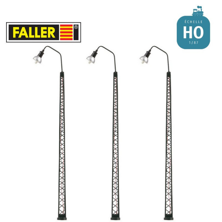 Pylônes éclairage simple sur poteau en treillis (3 pcs) HO Faller 180117 - Maketis