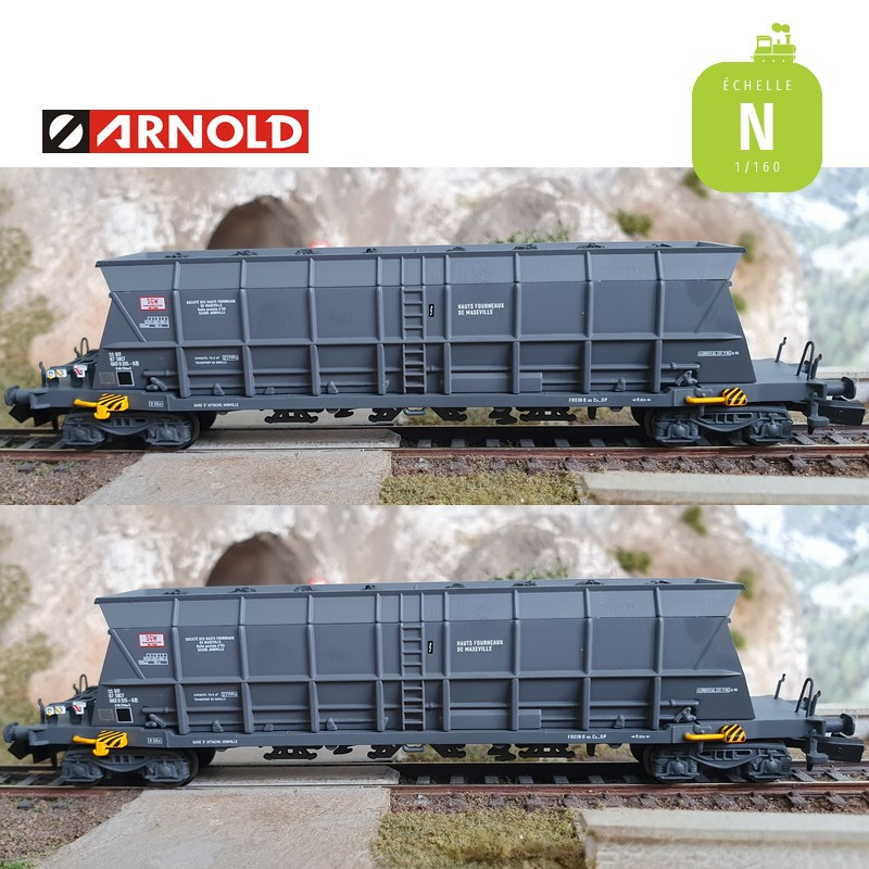 Coffret 2 wagons-trémies Faoos pour le transport du charbon "S.G.W" SNCF Ep IV N Arnold HN6548 - Maketis