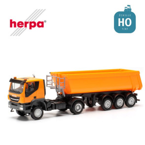 Tracteur Iveco Trakker et semi-remorque à benne basculante Schmitz Cargobull HO Herpa 315111 - Maketis