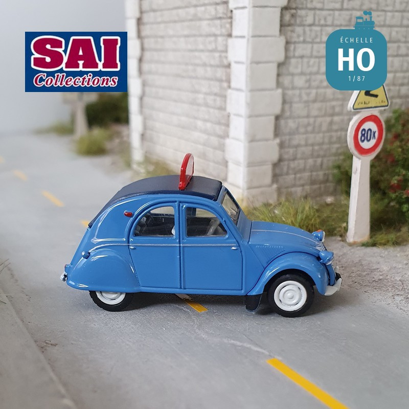 Citroën 2 CV AZLP 1958, bleu glacier, capote fermée, Auto Ecole de la Gare HO SAI 6021 - Maketis