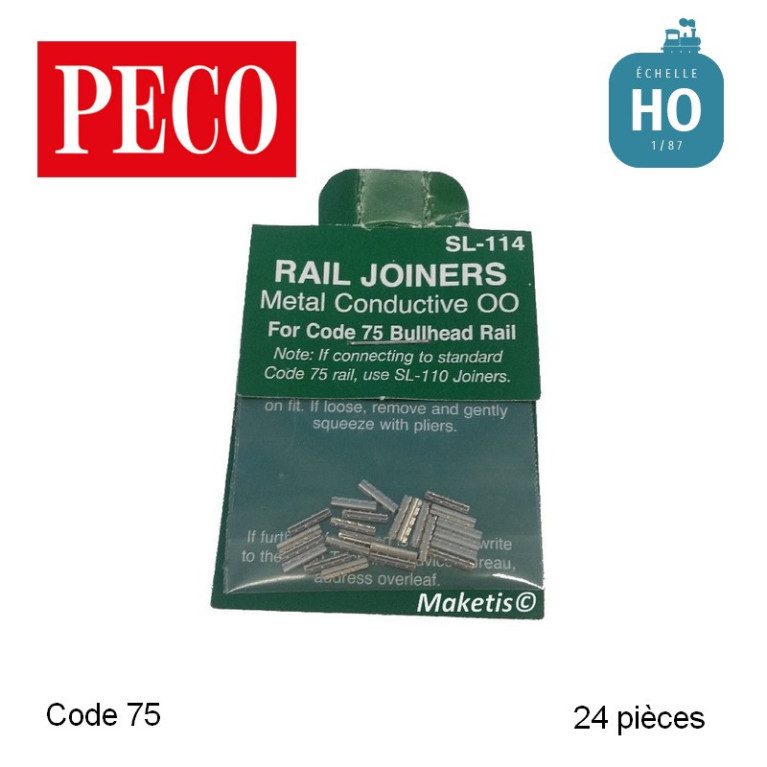 Eclisses métalliques Double Champignon HO Code 75 Peco (24 pièces) SL-114- Maketis Eclisses métalliques Double Champignon HO Code 75 Peco (24 pièces) SL-114- Maketis