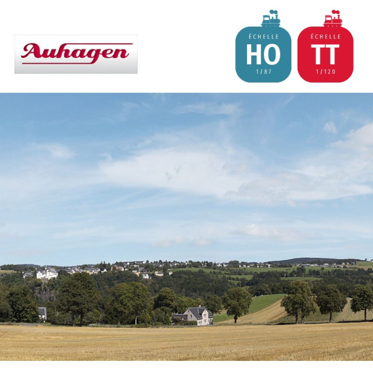 Fond de décor paysage rural vallonné 1 HO/TT Auhagen 42513 - Maketis Fond de décor paysage rural vallonné 1 HO/TT Auhagen 42513 - Maketis