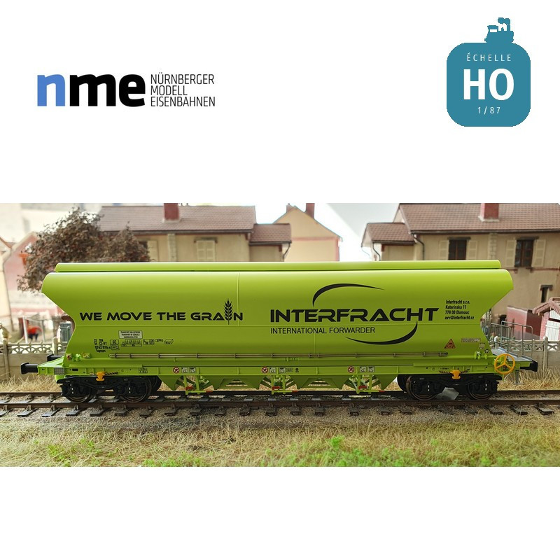 Wagon céréalier Tagnpps 101m³ INTERFRACHT vert fluo Ep VI HO NME 515601 - Maketis