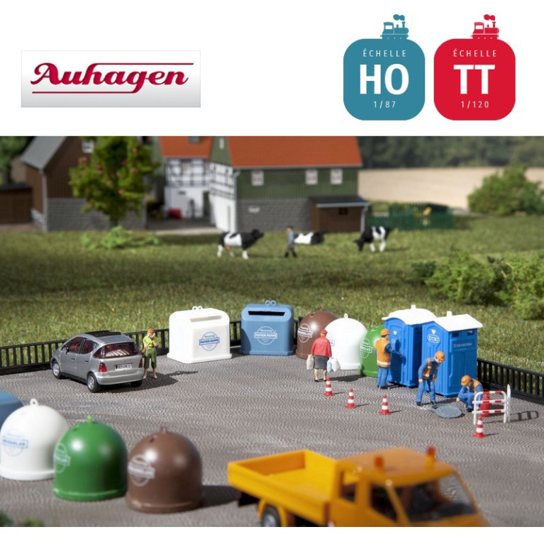 Toilettes mobiles, containers de recyclage HO/TT Auhagen 42593 - Maketis