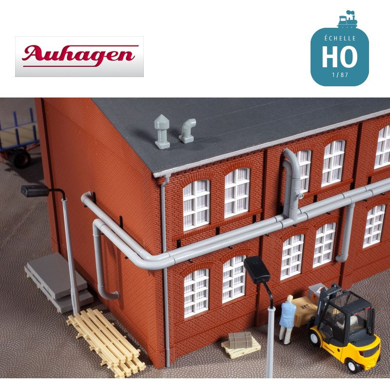 Canalisations industrielles avec supports HO Auhagen 80104 - Maketis