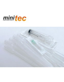 Pipettes en plastique (10 pièces) et 1 seringue avec aiguille émoussée Minitec US59-9001-00