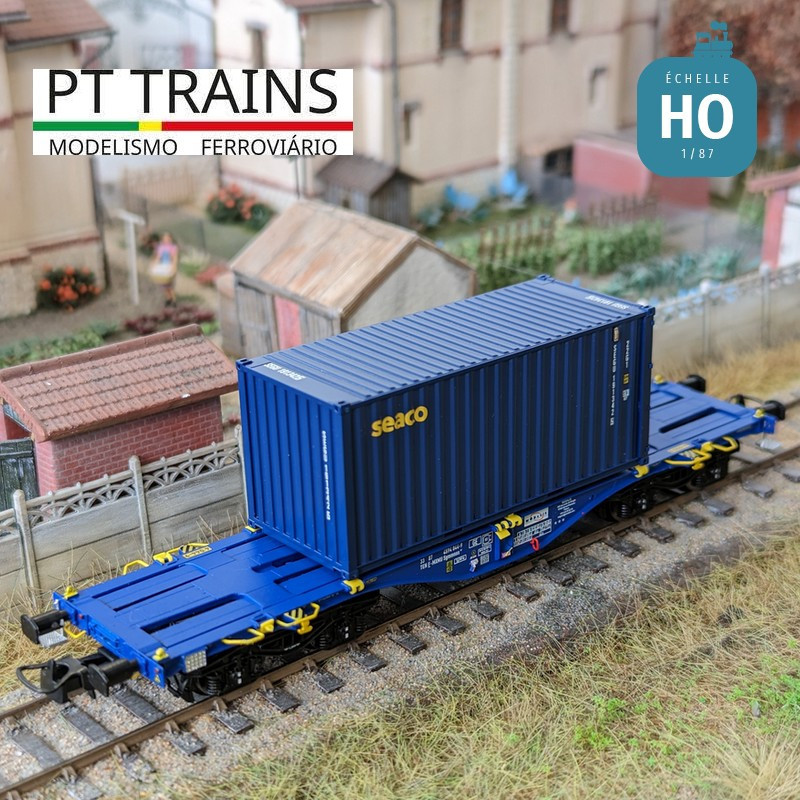 Wagon Sgmmnss 40' MODALIS 044-9 +SEACO 20' EpVI HO PT TRAINS PT100261