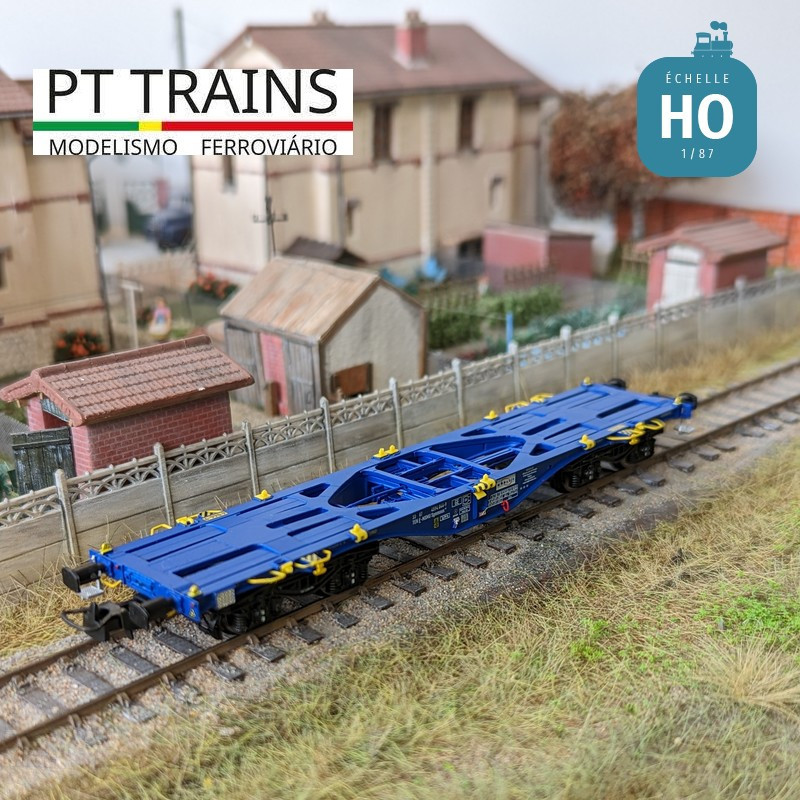 Wagon multimodal Sgmmnss 40' MODALIS n°044-9 + SEACO 20' DV SEGU Ep VI HO PT TRAINS PT100261 - Maketis