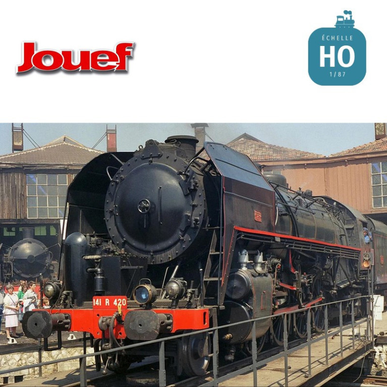 Locomotive à vapeur 141 R 420 avec tender à charbon SNCF Ep V Digital son HO Jouef HJ2432S - Maketis