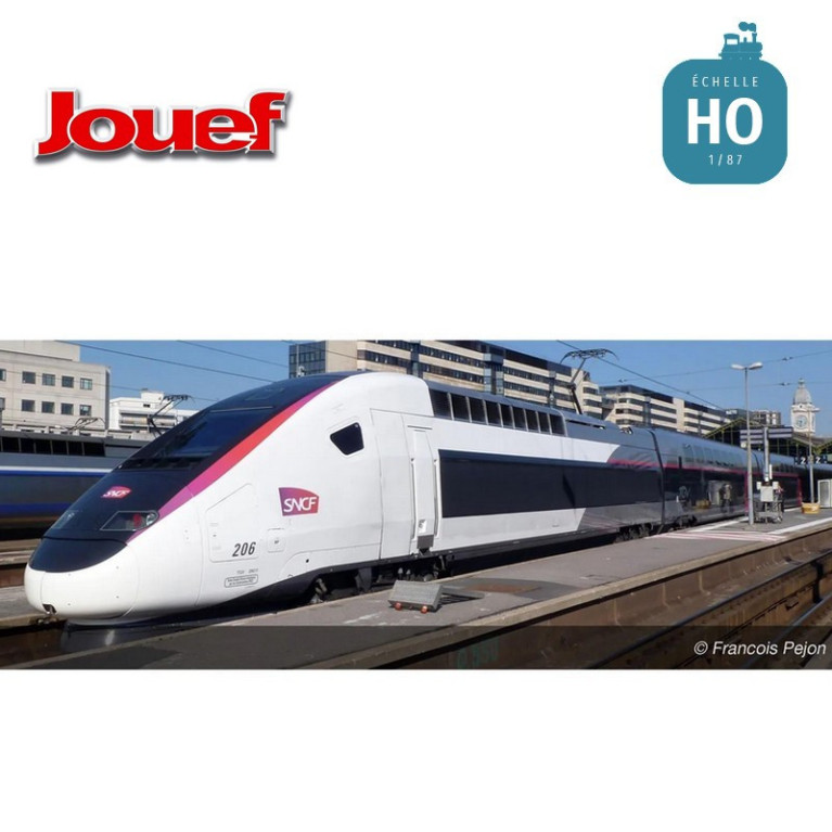 Coffret TGV Duplex Carmillon 4 éléments (1 motrice,1 fausse motrice et 2 voitures) SNCF Ep VI Digital son HO Jouef HJ2451S - Mak