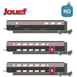 Coffret complémentaire TGV Duplex Carmillon (2 x 1ère classe et 1 voiture bar) SNCF Ep VI HO Jouef HJ3016 - Maketis