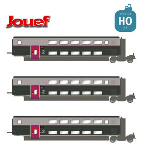 Coffret complémentaire TGV Duplex Carmillon (3 x 2ème classe) SNCF Ep VI HO Jouef HJ3017 - Maketis