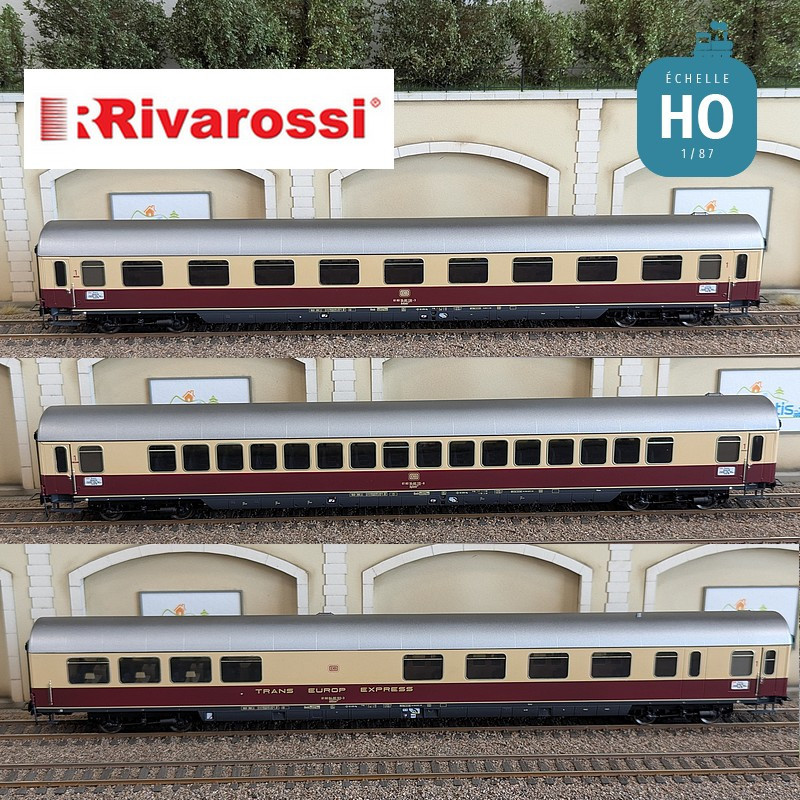 Coffret 3 voitures "TEE Bavaria" (1 x Apmz, 1 x Avmz et 1 xARDm) DB Ep IV HO Rivarossi HR4373 - Maketis