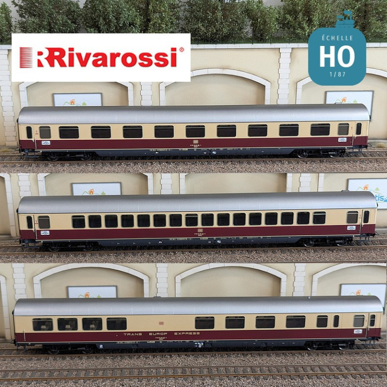 Coffret 3 voitures "TEE Bavaria" (1 x Apmz, 1 x Avmz et 1 xARDm) DB Ep IV HO Rivarossi HR4373 - Maketis