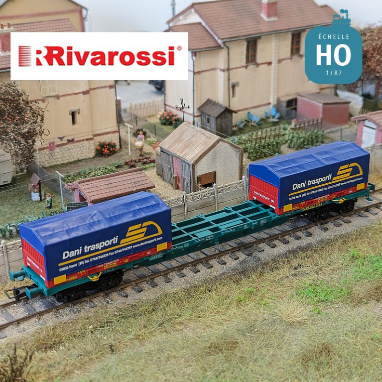 Wagon multimodal CEMAT Sgns avec 2 conteneurs 20' "Dani Trasporti" FS Ep V-VI HO Rivarossi HR6616 - Maketis