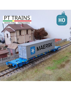 Wagon multimodal Sgnss 60' RENFE n°092-0 + container 40' HC MAERSK Ep VI HO PT TRAINS PT100013 - Maketis
