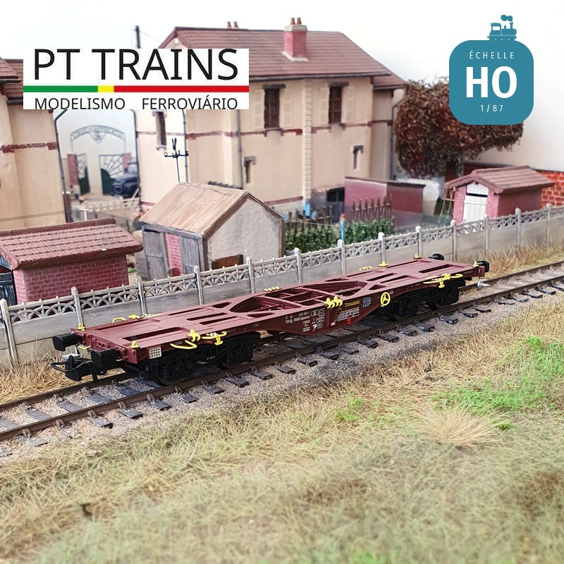 Wagon multimodal Sgmmnss 40' TOUAX n°009-1 + container 40' HC Ep VI HO PT TRAINS PT100200 - Maketis