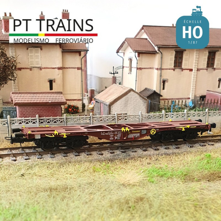 Wagon multimodal Sgmmnss 40' TOUAX n°009-1 + container 40' HC Ep VI HO PT TRAINS PT100200 - Maketis