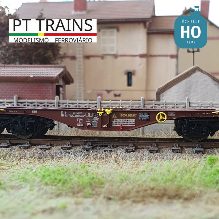 Wagon multimodal Sgmmnss 40' TOUAX n°009-1 + container 40' HC Ep VI HO PT TRAINS PT100200 - Maketis