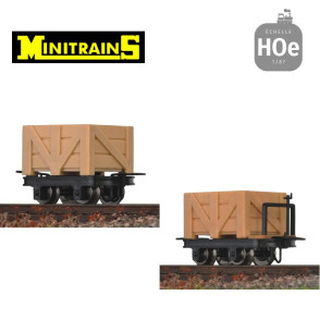 Set de 4 wagonnets avec caisse en bois H0e Minitrains 3113 - Maketis