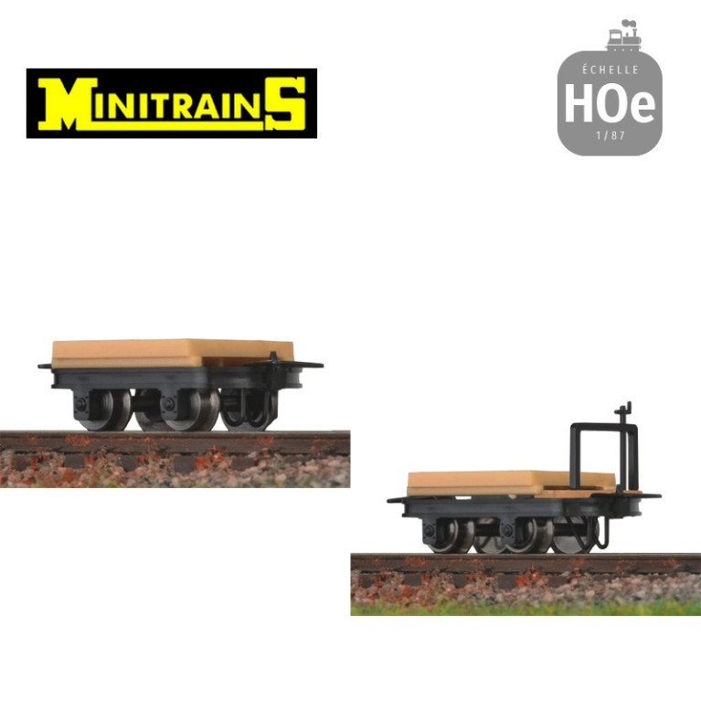 Set de 4 wagonnets plats H0e Minitrains 3115 - Maketis Set de 4 wagonnets plats H0e Minitrains 3115 - Maketis