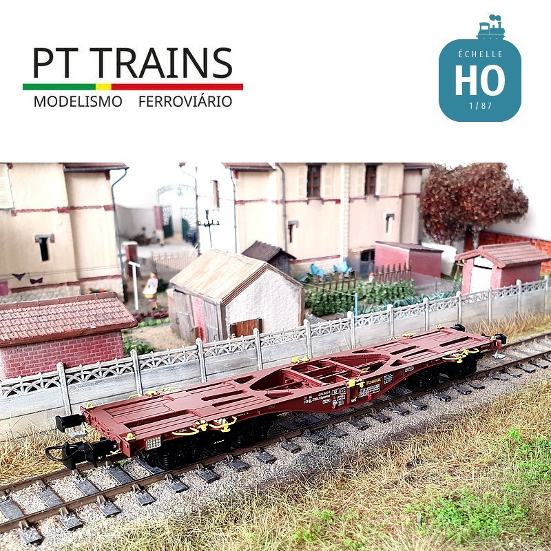 Wagon multimodal Sgmmnss 40' TOUAX n°025-7 Ep VI HO PT TRAINS PT100204 - Maketis