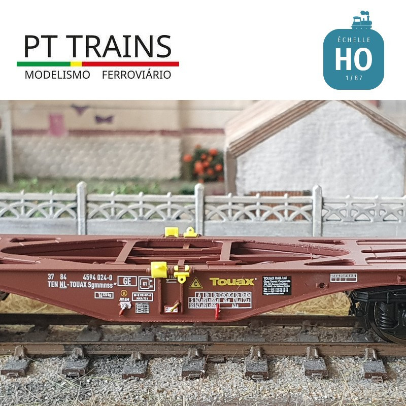 Wagon multimodal Sgmmnss 40' TOUAX n°024-0 Ep VI HO PT TRAINS PT100203 - Maketis