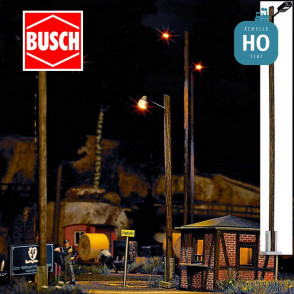 Lampadaire de gare avec poteau en bois 142mm HO Busch 4110 - Maketis
