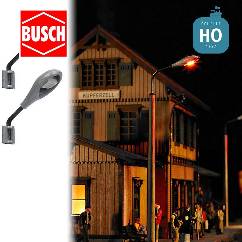 Lampadaires muraux 2pc HO Busch 4133 - Maketis