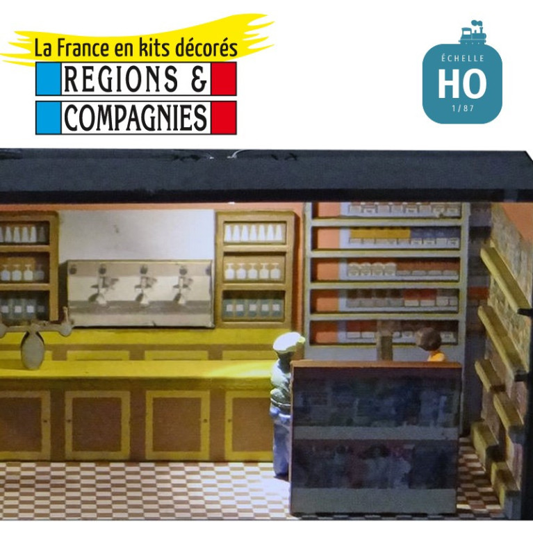 Grande boutique aménagée/éclairée « Café-Bar-Tabac-Journaux » HO Régions et Compagnies AME011 - Maketis Grande boutique aménagée/éclairée « Café-Bar-Tabac-Journaux » HO Régions et Compagnies AME011 - Maketis