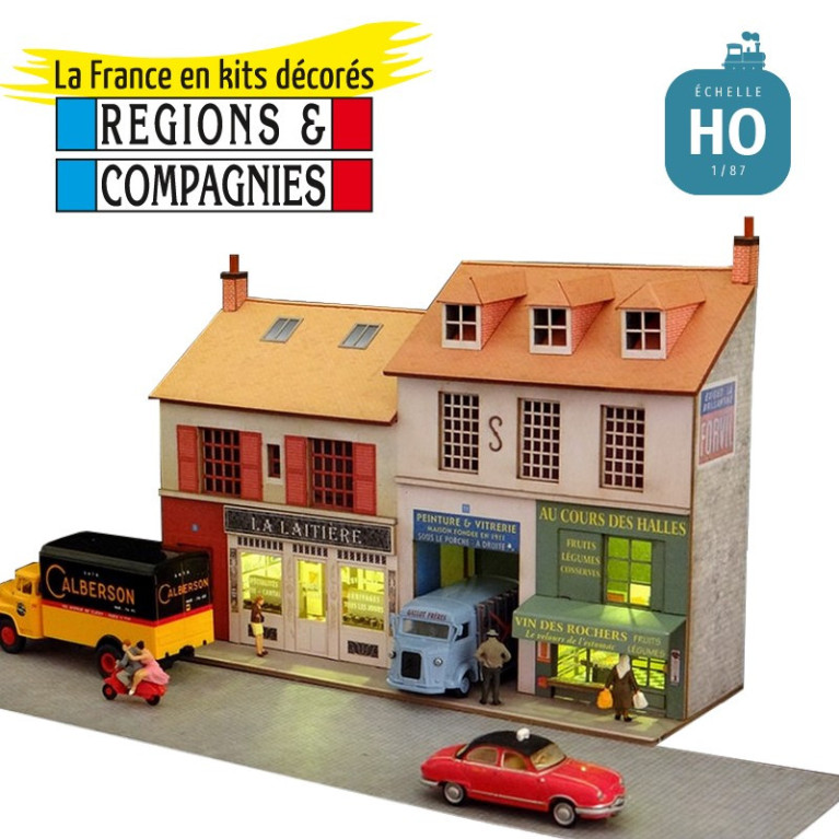 Façade vitrines crèmerie + primeurs HO Régions et Compagnies FAC011 - Maketis