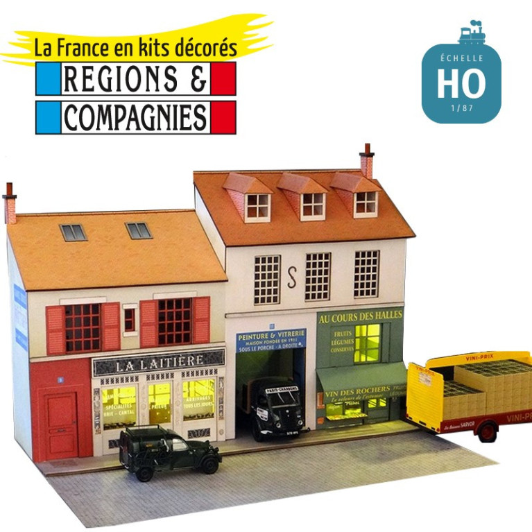 Façade vitrines crèmerie + primeurs HO Régions et Compagnies FAC011 - Maketis