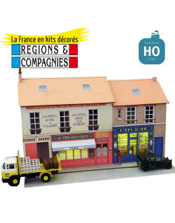 Façade vitrines café + boulangerie HO Régions et Compagnies FAC012 - Maketis