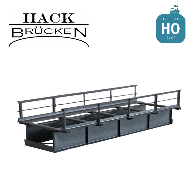 Pont métallique caisson tôles soudées droit 15 cm gris HO Hack Brücken T15 - Maketis