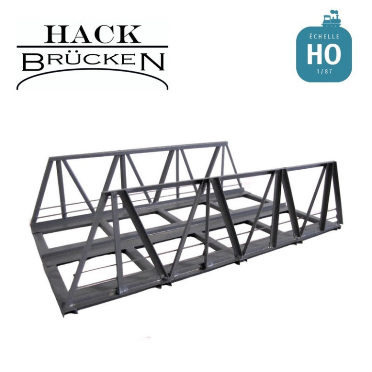 Pont métallique en treillis 18 cm 2 voies gris HO Hack Brücken V18-2 - Maketis Pont métallique en treillis 18 cm 2 voies gris HO Hack Brücken V18-2 - Maketis