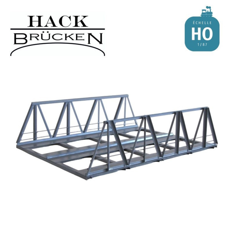 Pont métallique en treillis 18 cm 2 voies gris HO Hack Brücken V18-2 - Maketis