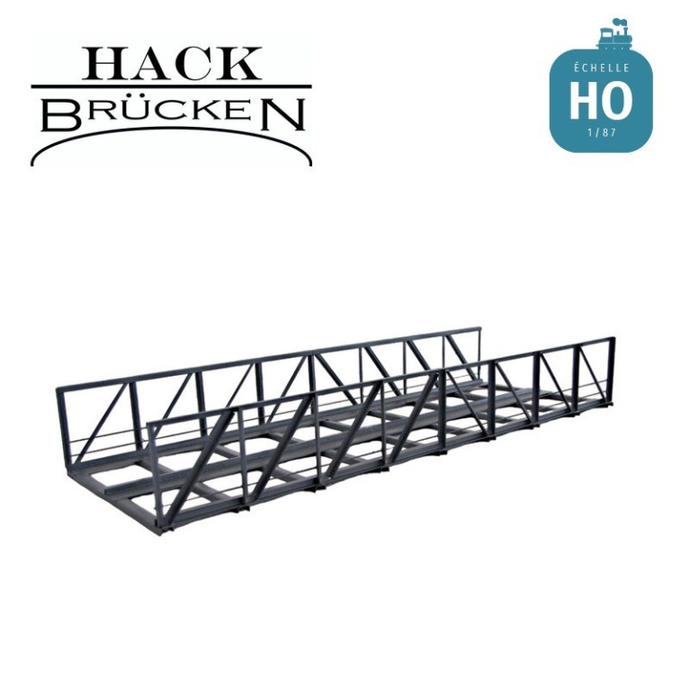 Pont métallique en treillis 30 cm 2 voies 58mm gris HO Hack Brücken V30-2 - Maketis