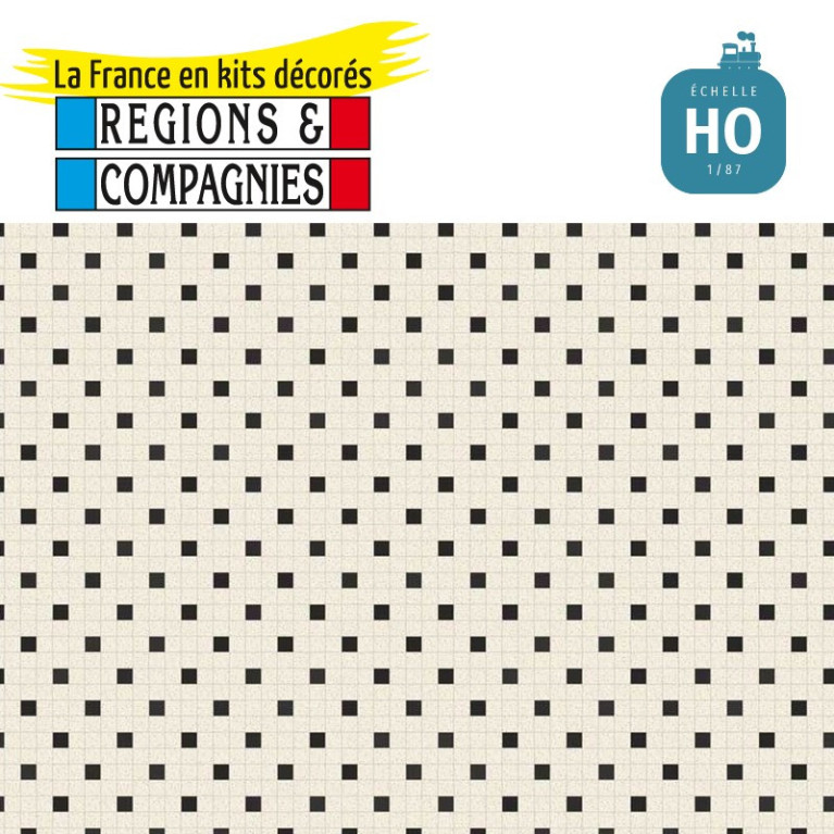 Carrelage en damier noir et blanc HO Régions et Compagnies MAT015 - Maketis