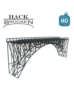 Pont métallique inférieur treillis avec arche 60 cm 2 voies gris HO Hack Brücken H60-2 - Maketis