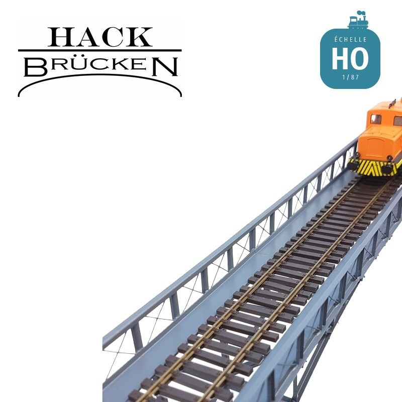 Pont métallique inférieur treillis avec arche 60 cm gris HO Hack Brücken H60 - Maketis