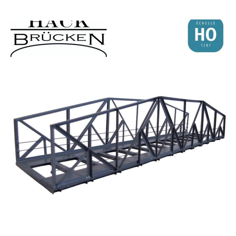 Pont métallique supérieur en arc 30 cm 55mm large gris HO Hack Brücken VB30 - Maketis
