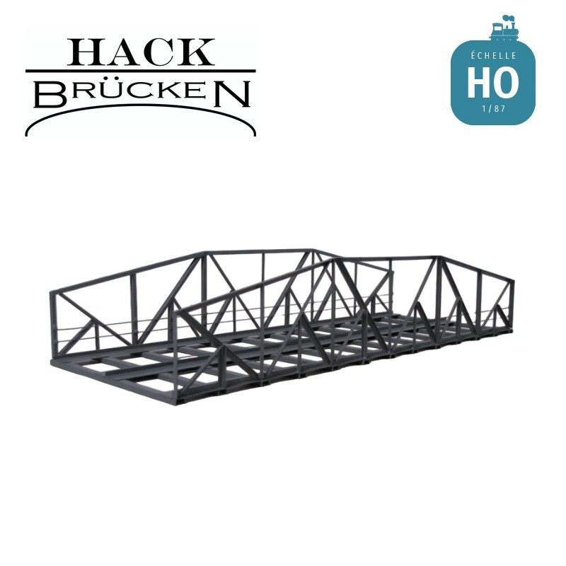 Pont métallique supérieur en arc 30 cm 2 voies 50mm gris HO Hack Brücken VB30-2 - Maketis