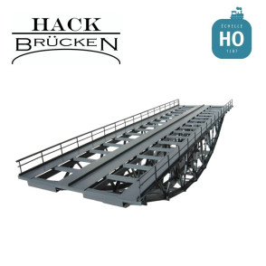 Pont métallique inférieur treillis en arc 48,5 cm 2 voies gris HO Hack Brücken B48-2 - Maketis