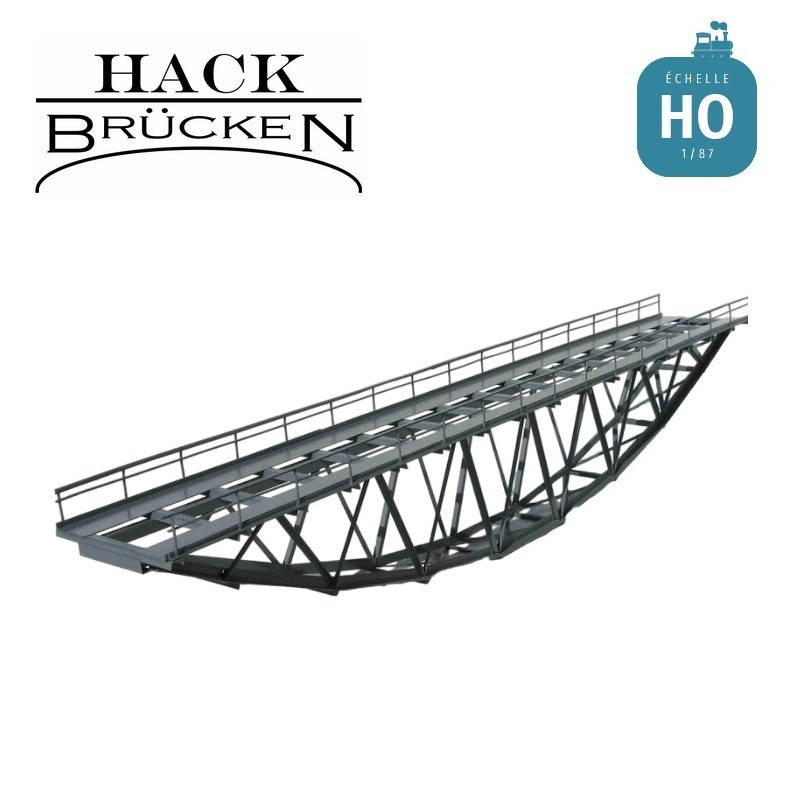 Pont métallique inférieur treillis en arc 48,5 cm gris HO Hack Brücken B48 - Maketis