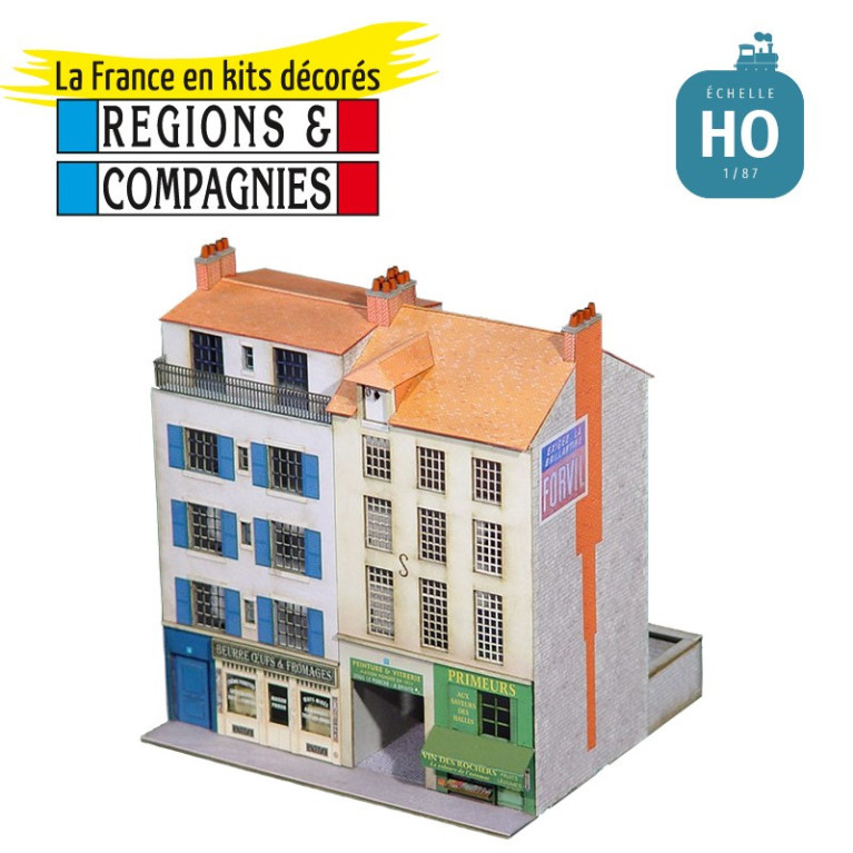 Bloc 2 immeubles droits (beurre/oeufs/from+primeurs) HO Régions et Compagnies VIL007 - Maketis